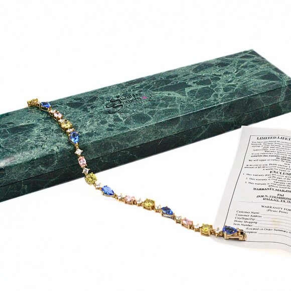 Hallmarked Suzanne Somers Pastel Color Crystal Sterling Silver Bracelet - Picture 2 of 15